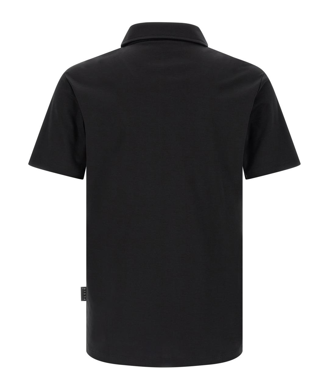 PHILIPP PLEIN Черное хлопковое поло с коротким рукавом, фото 2