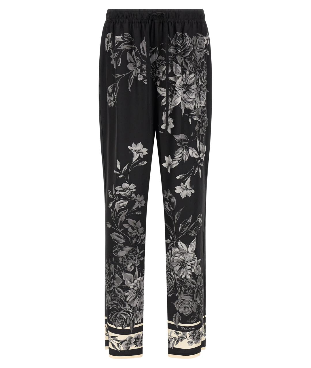DOLCE&GABBANA Черные шелковые повседневные брюки, фото 1