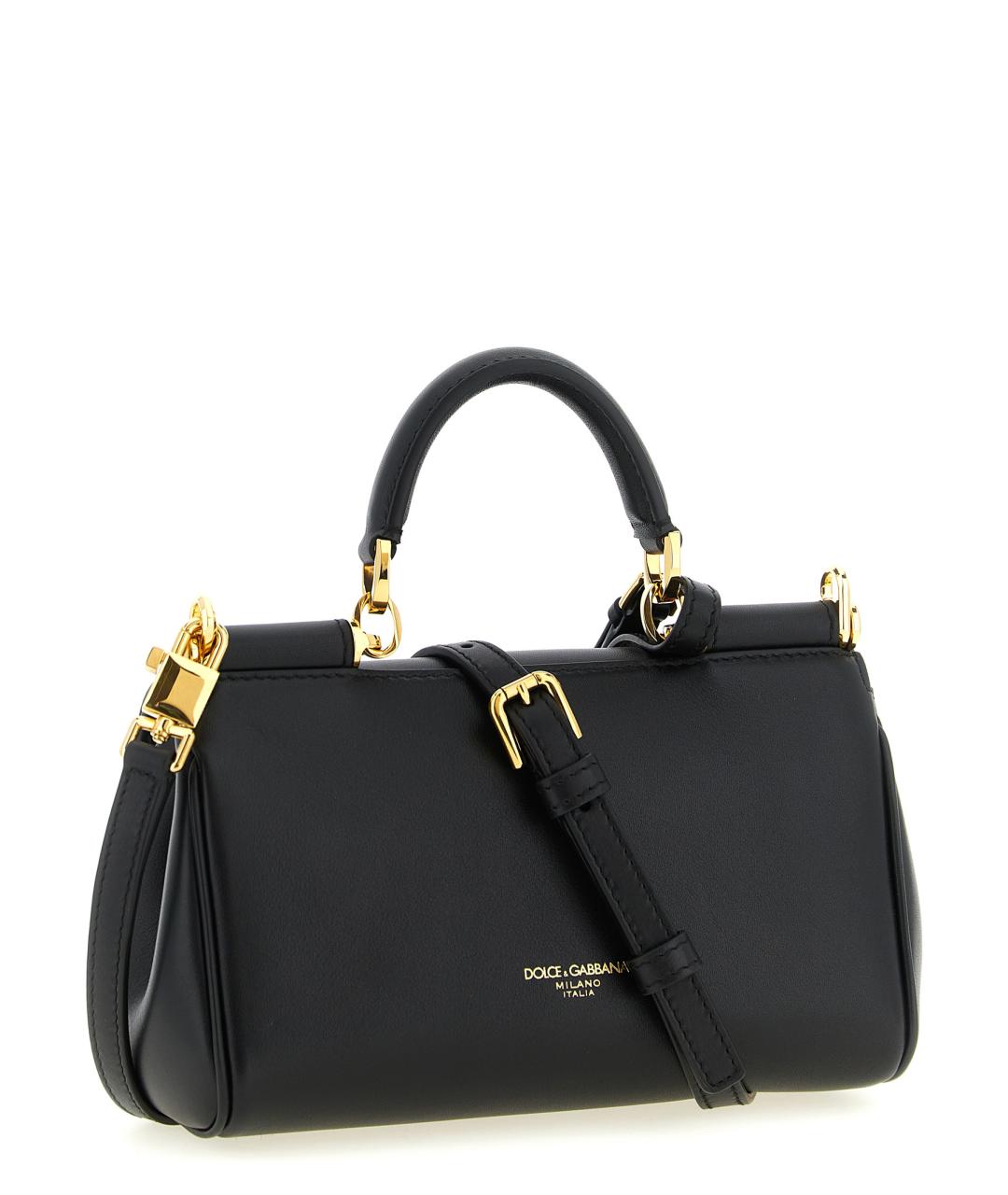 DOLCE&GABBANA Черная кожаная сумка через плечо, фото 2