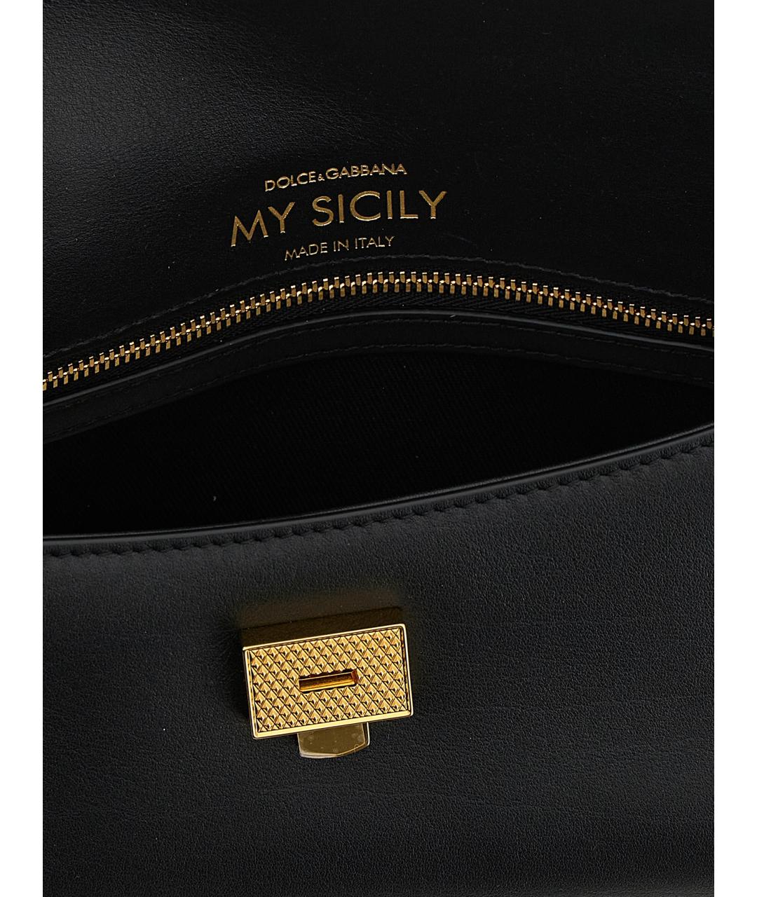 DOLCE&GABBANA Черная кожаная сумка через плечо, фото 4