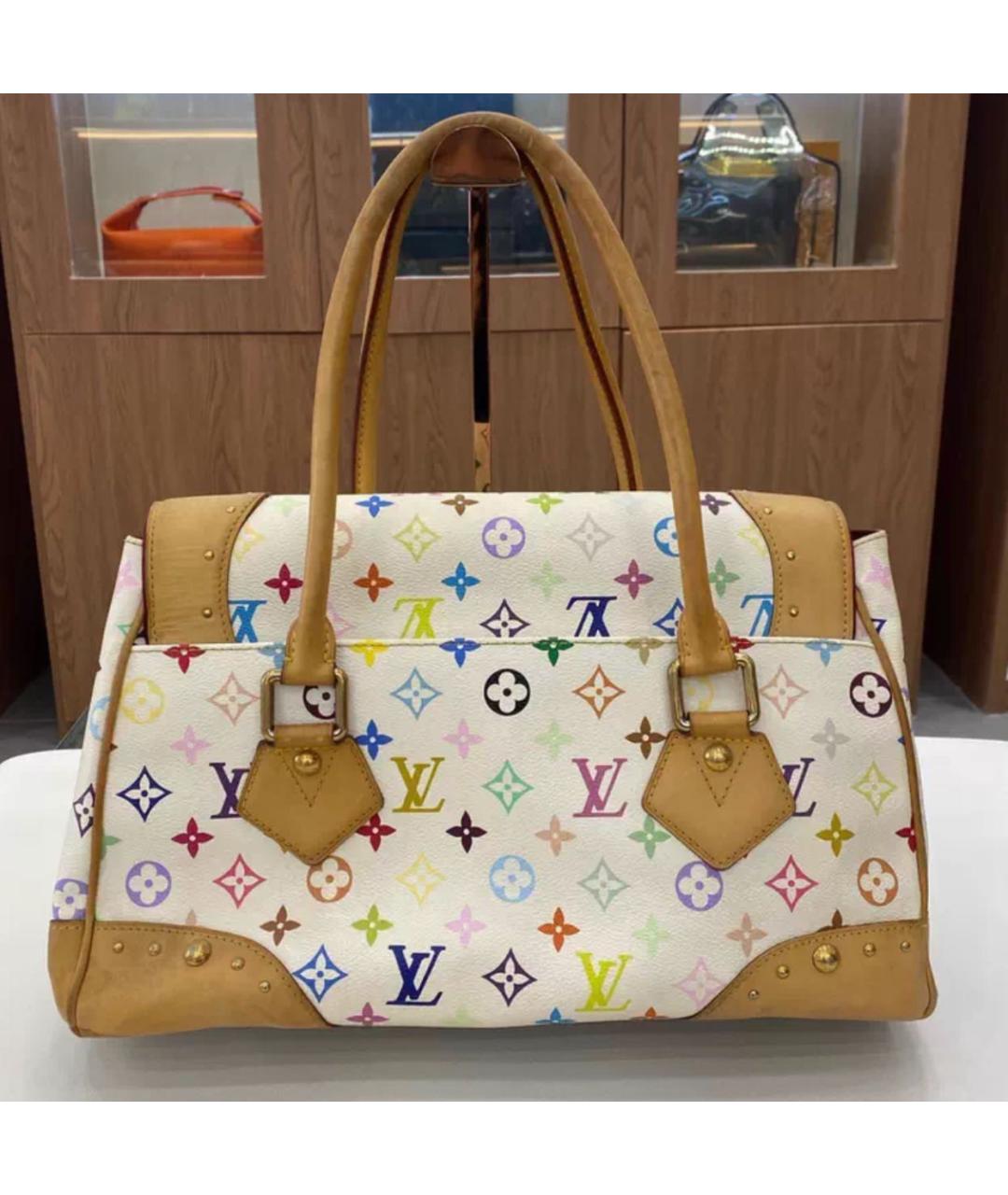 LOUIS VUITTON Белая кожаная сумка с короткими ручками, фото 2