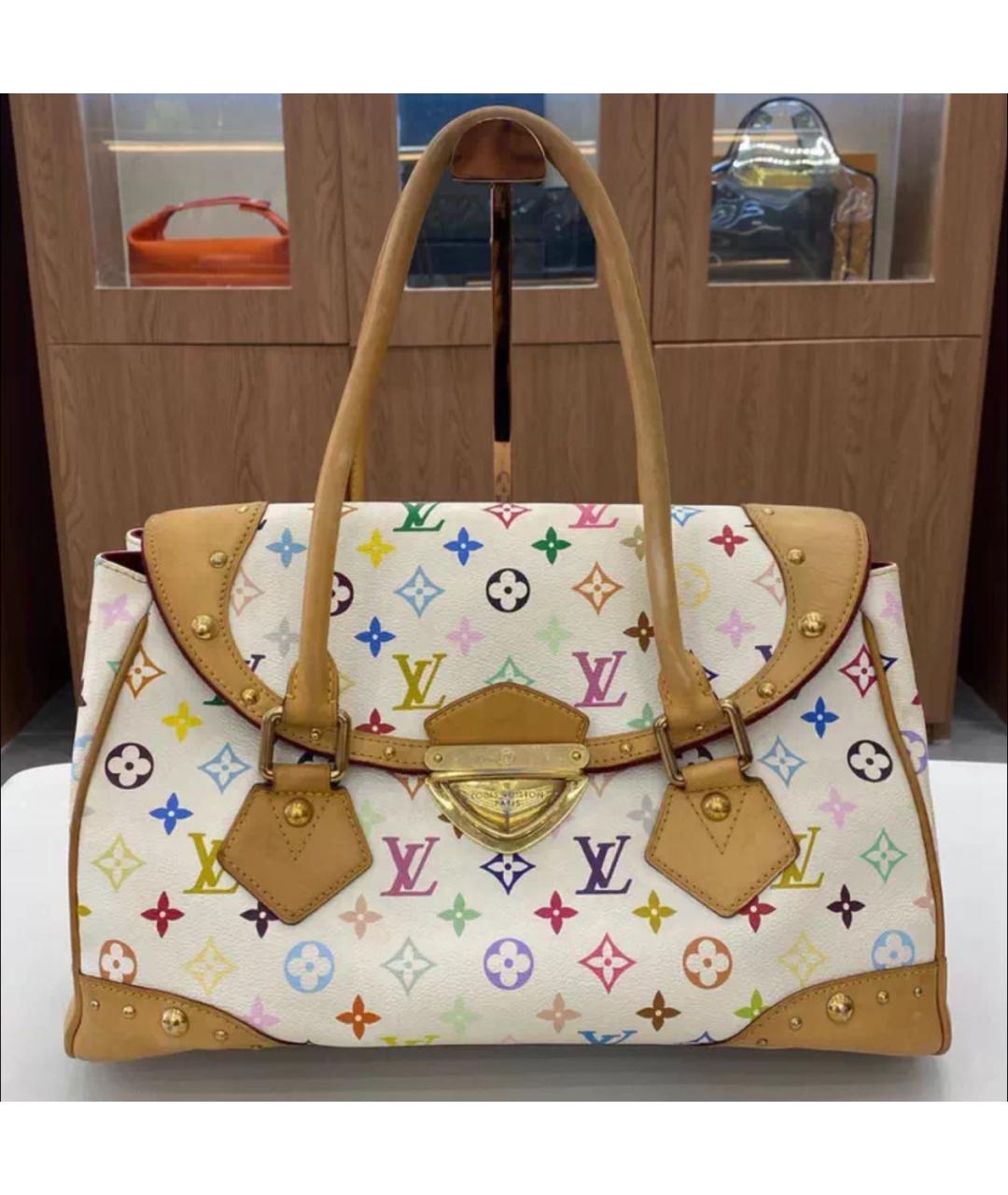 LOUIS VUITTON Белая кожаная сумка с короткими ручками, фото 5
