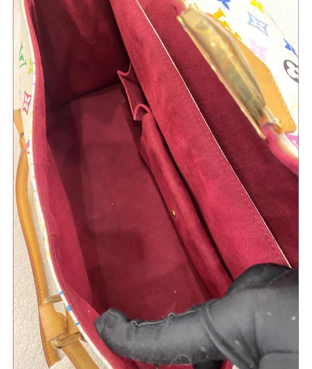 LOUIS VUITTON Белая кожаная сумка с короткими ручками, фото 3