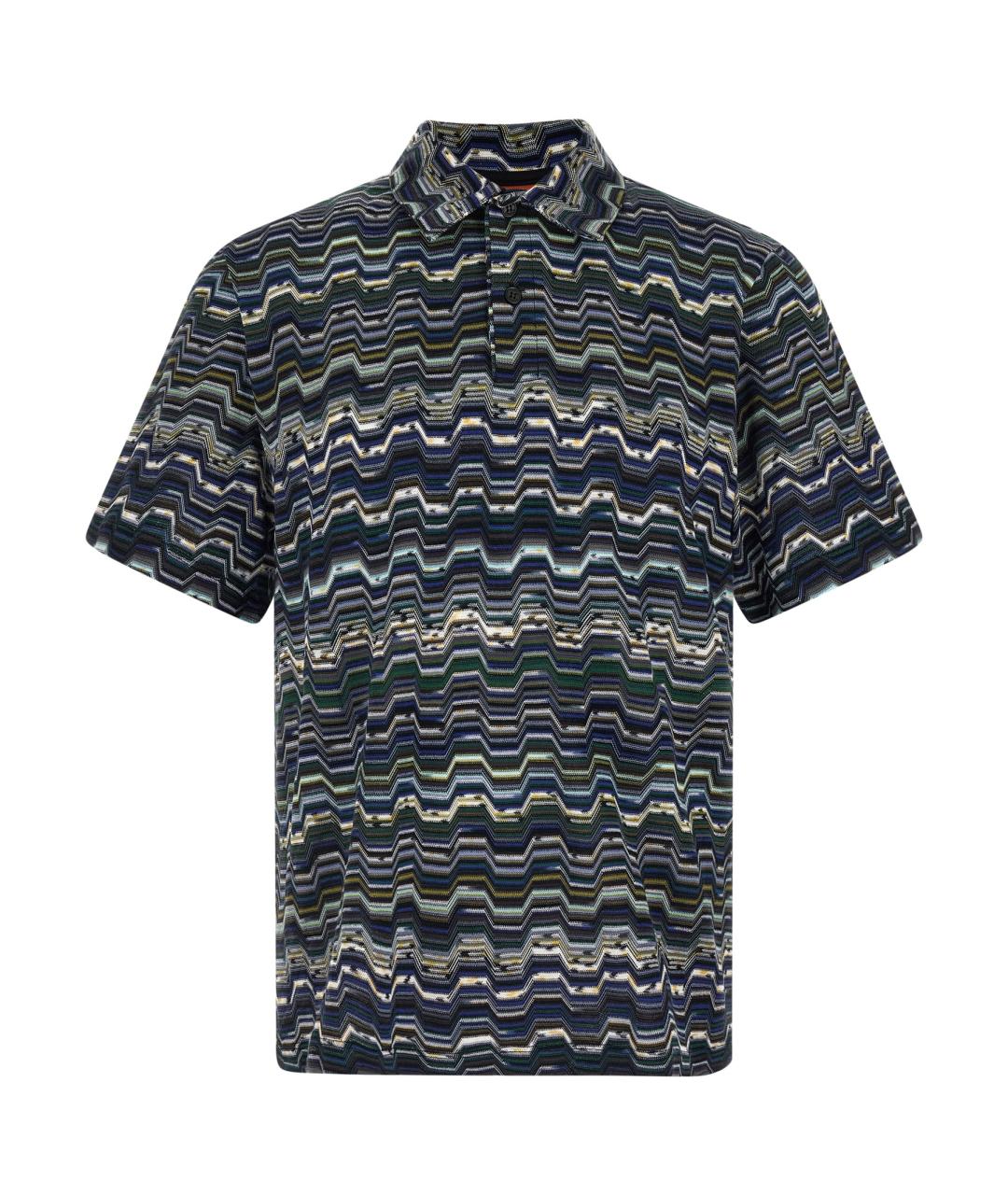 MISSONI Синее хлопковое поло с коротким рукавом, фото 1