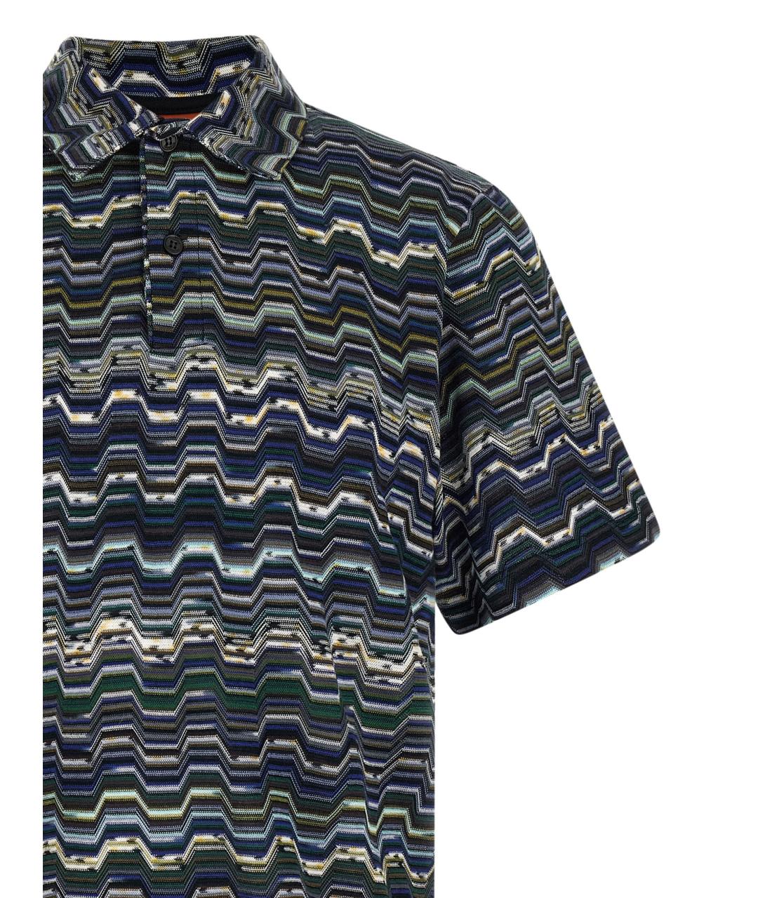 MISSONI Синее хлопковое поло с коротким рукавом, фото 3