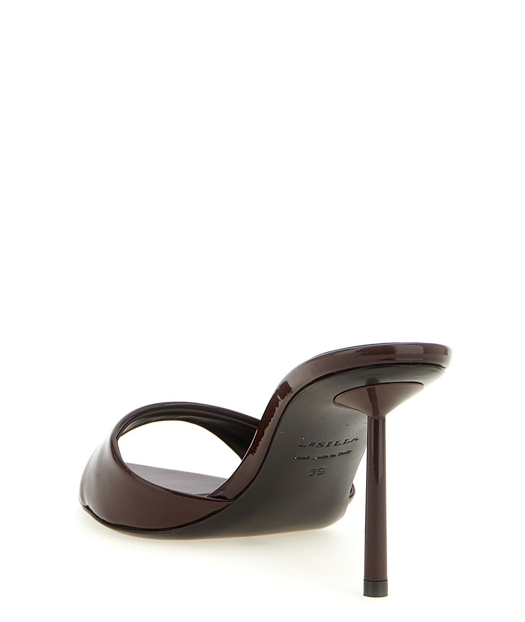 LE SILLA Коричневые мюли из лакированной кожи, фото 3