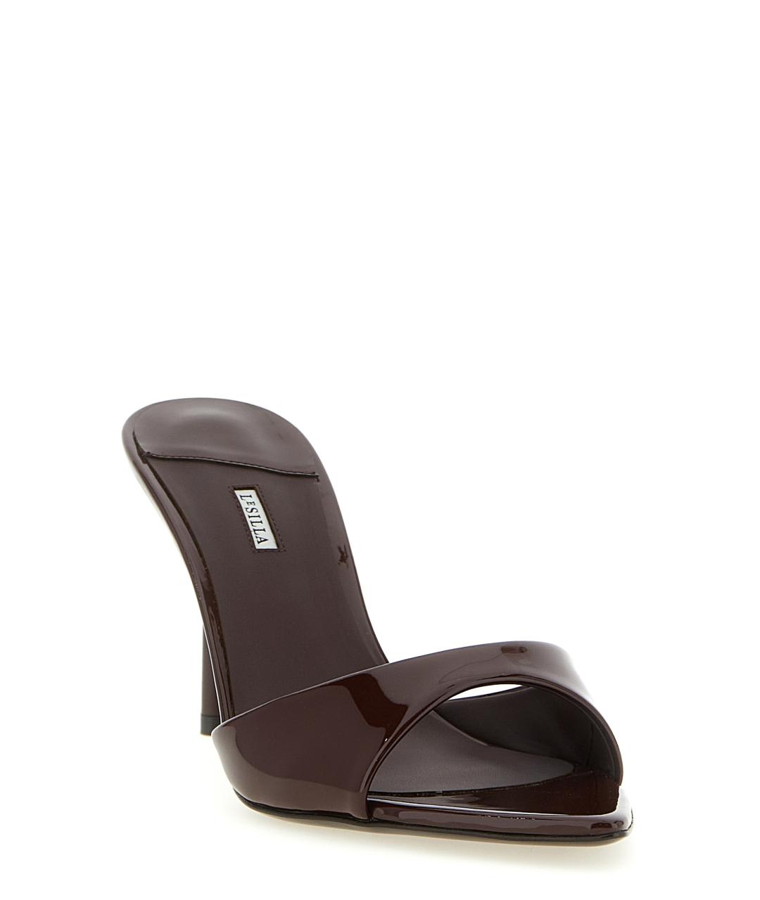 LE SILLA Коричневые мюли из лакированной кожи, фото 2