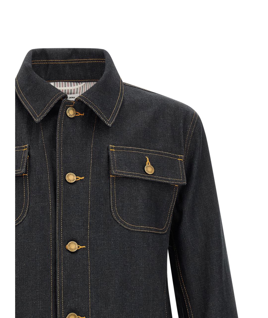 THOM BROWNE Темно-синяя хлопковая куртка, фото 3