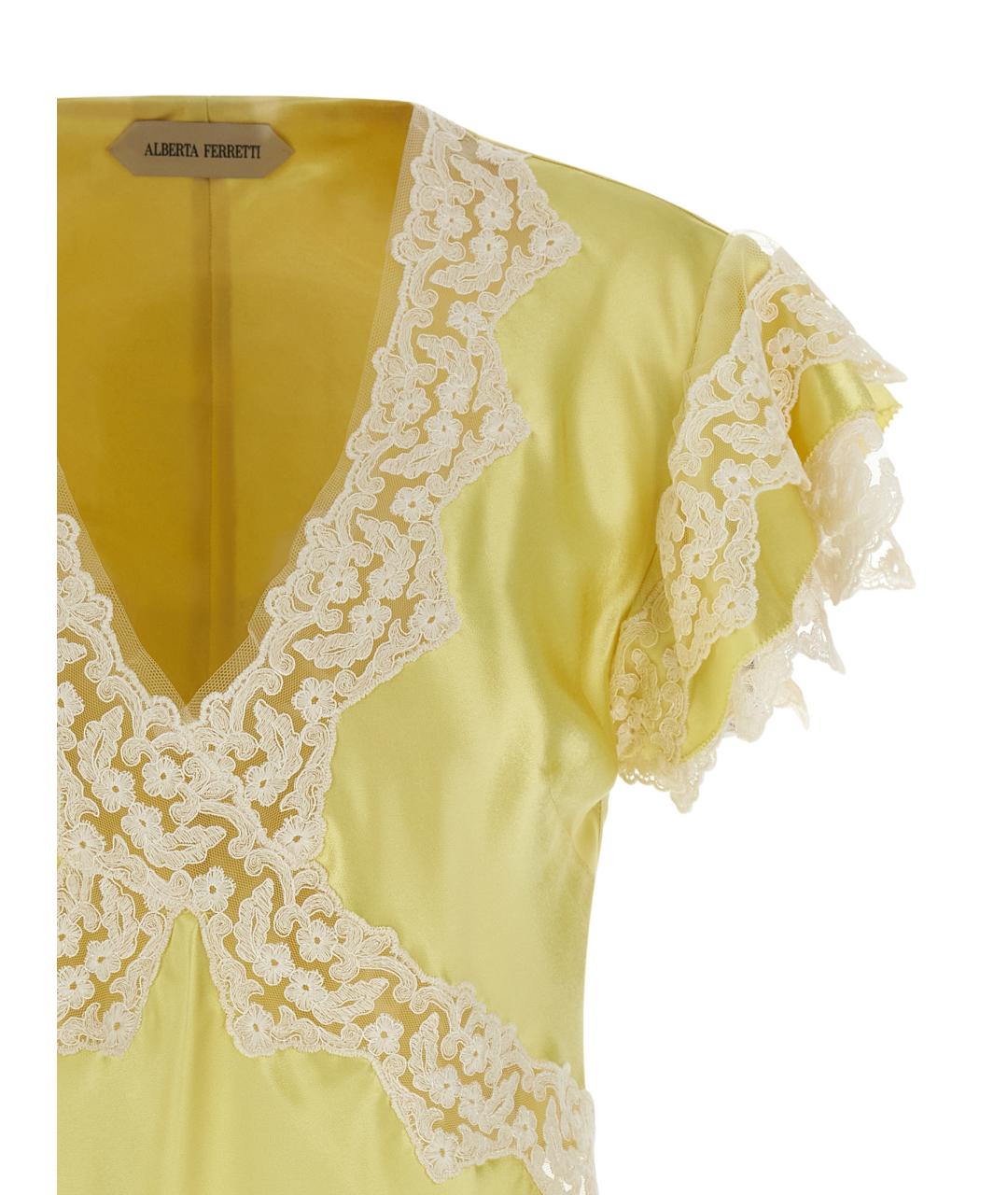 ALBERTA FERRETTI Желтая вискозная блузы, фото 3