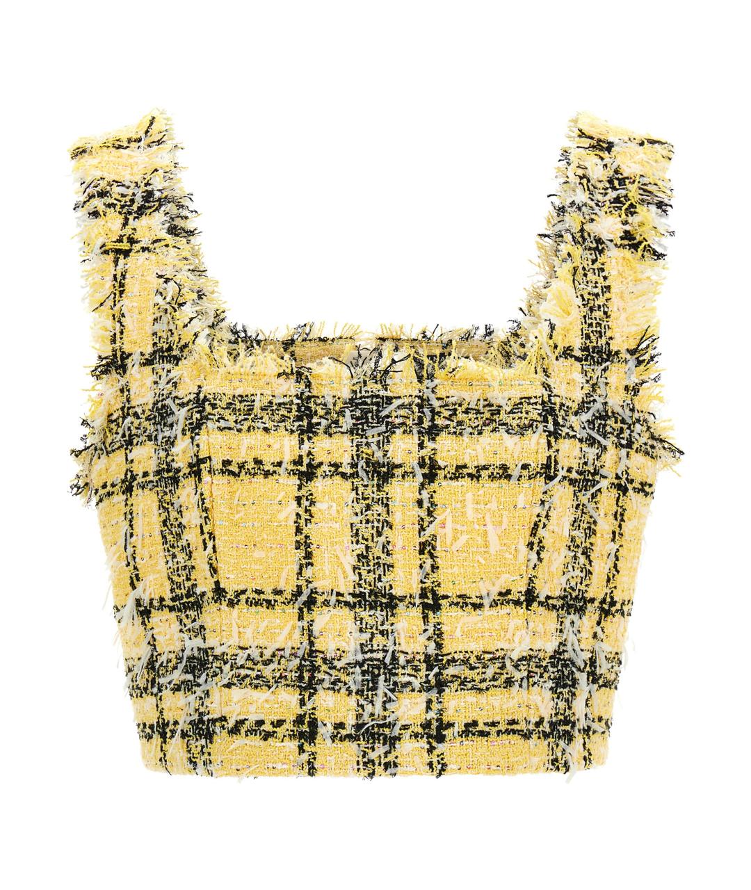 BALMAIN Желтая вискозная майка, фото 1