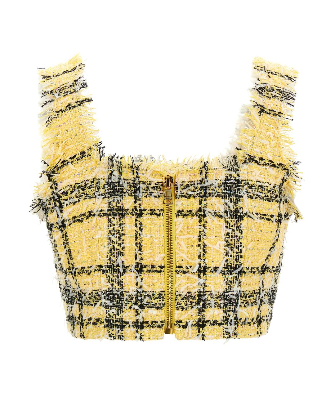 BALMAIN Желтая вискозная майка, фото 2