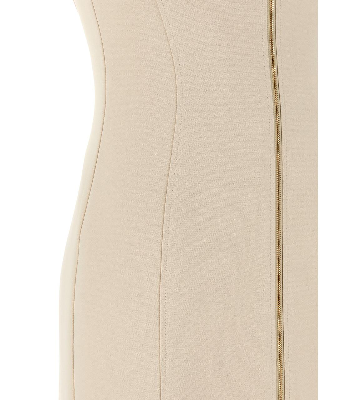 ELISABETTA FRANCHI Бежевое полиэстеровое повседневное платье, фото 4