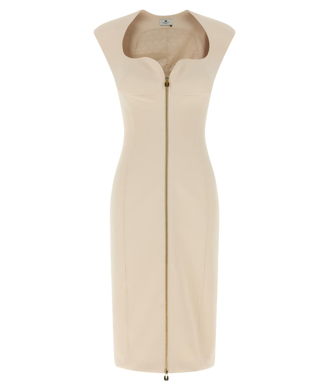 ELISABETTA FRANCHI Бежевое полиэстеровое повседневное платье, фото 1