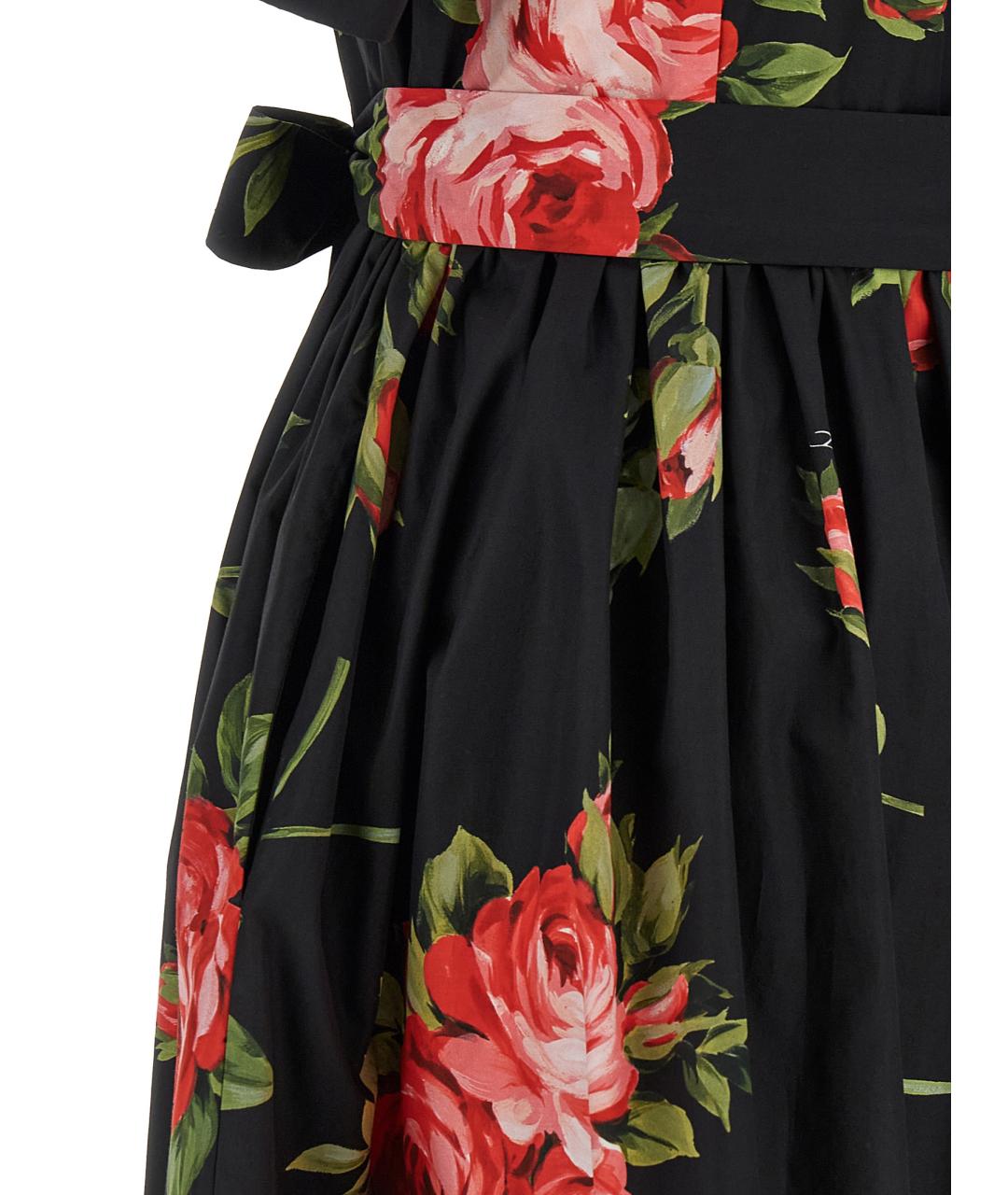 DOLCE&GABBANA Черное хлопковое повседневное платье, фото 4