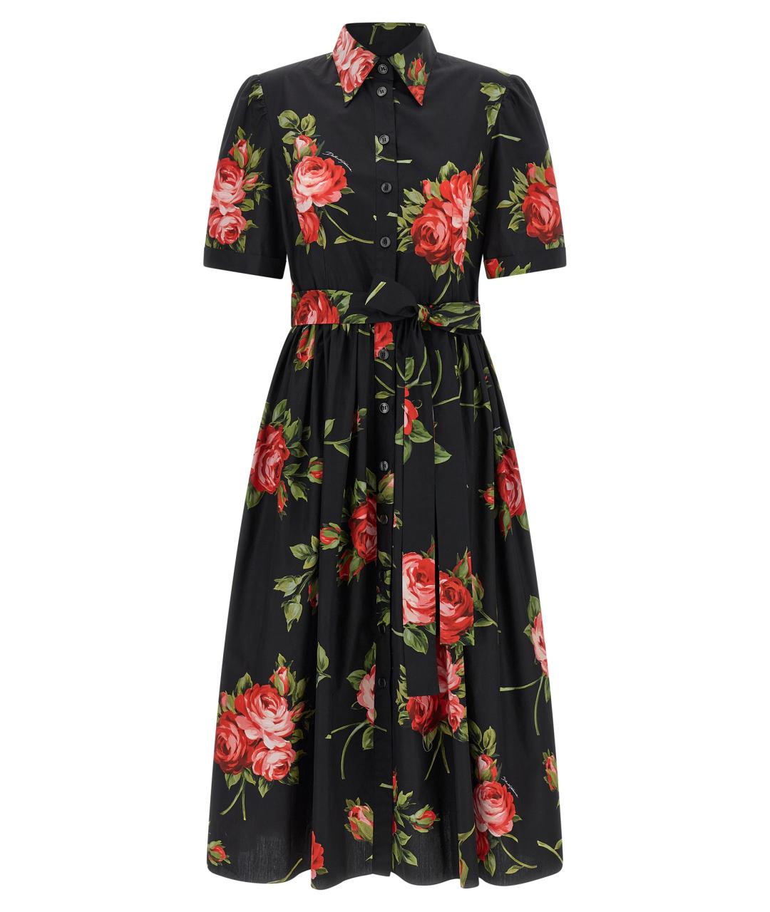 DOLCE&GABBANA Черное хлопковое повседневное платье, фото 1