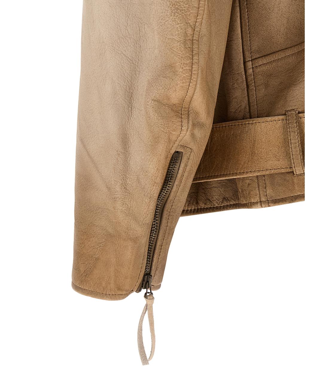 GOLDEN GOOSE DELUXE BRAND Бежевая кожаная куртка, фото 4