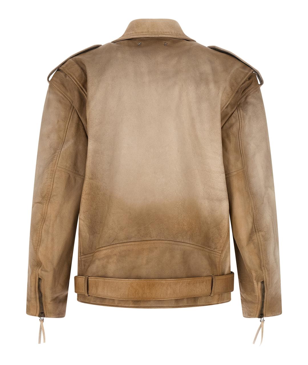 GOLDEN GOOSE DELUXE BRAND Бежевая кожаная куртка, фото 2