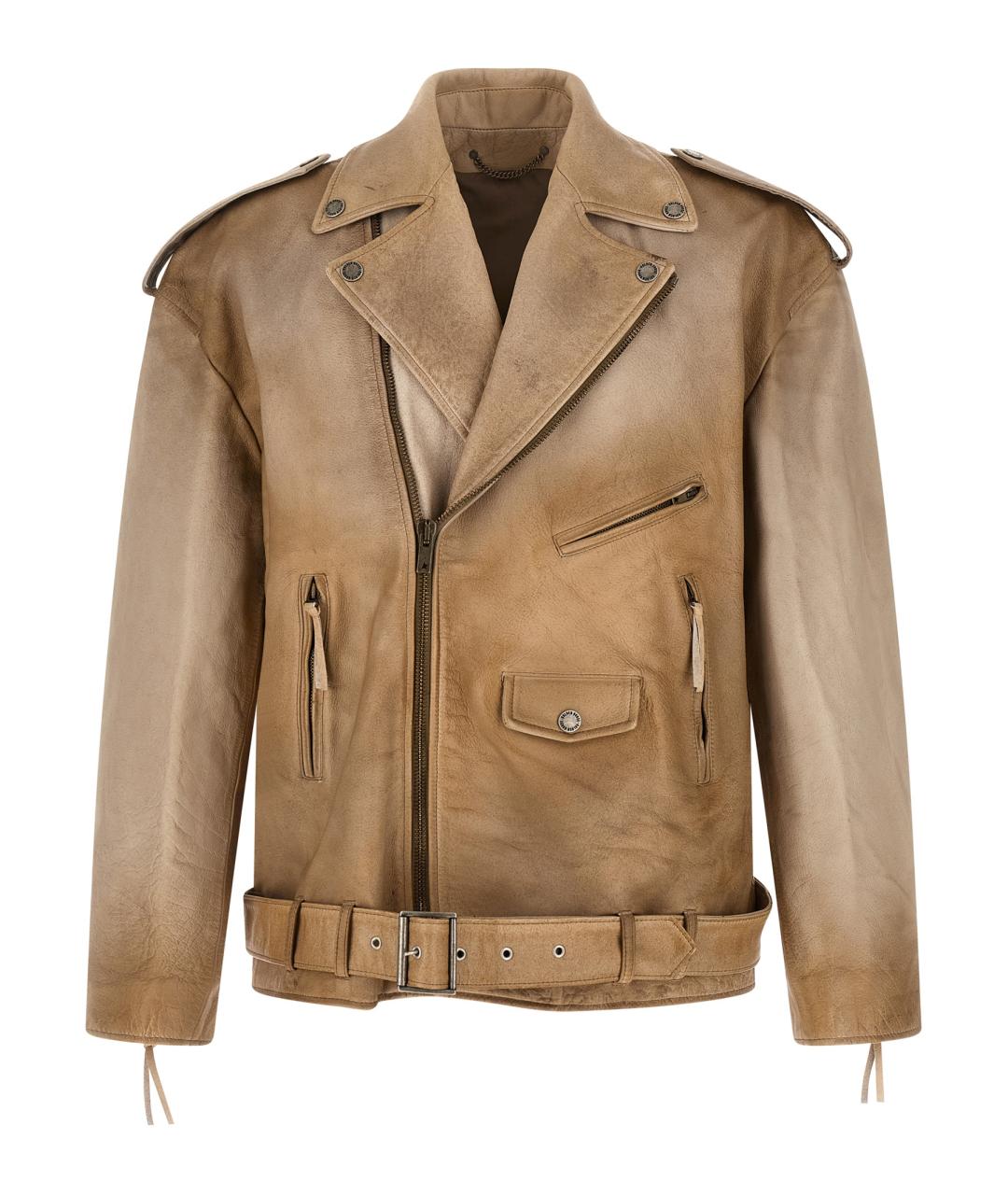 GOLDEN GOOSE DELUXE BRAND Бежевая кожаная куртка, фото 1