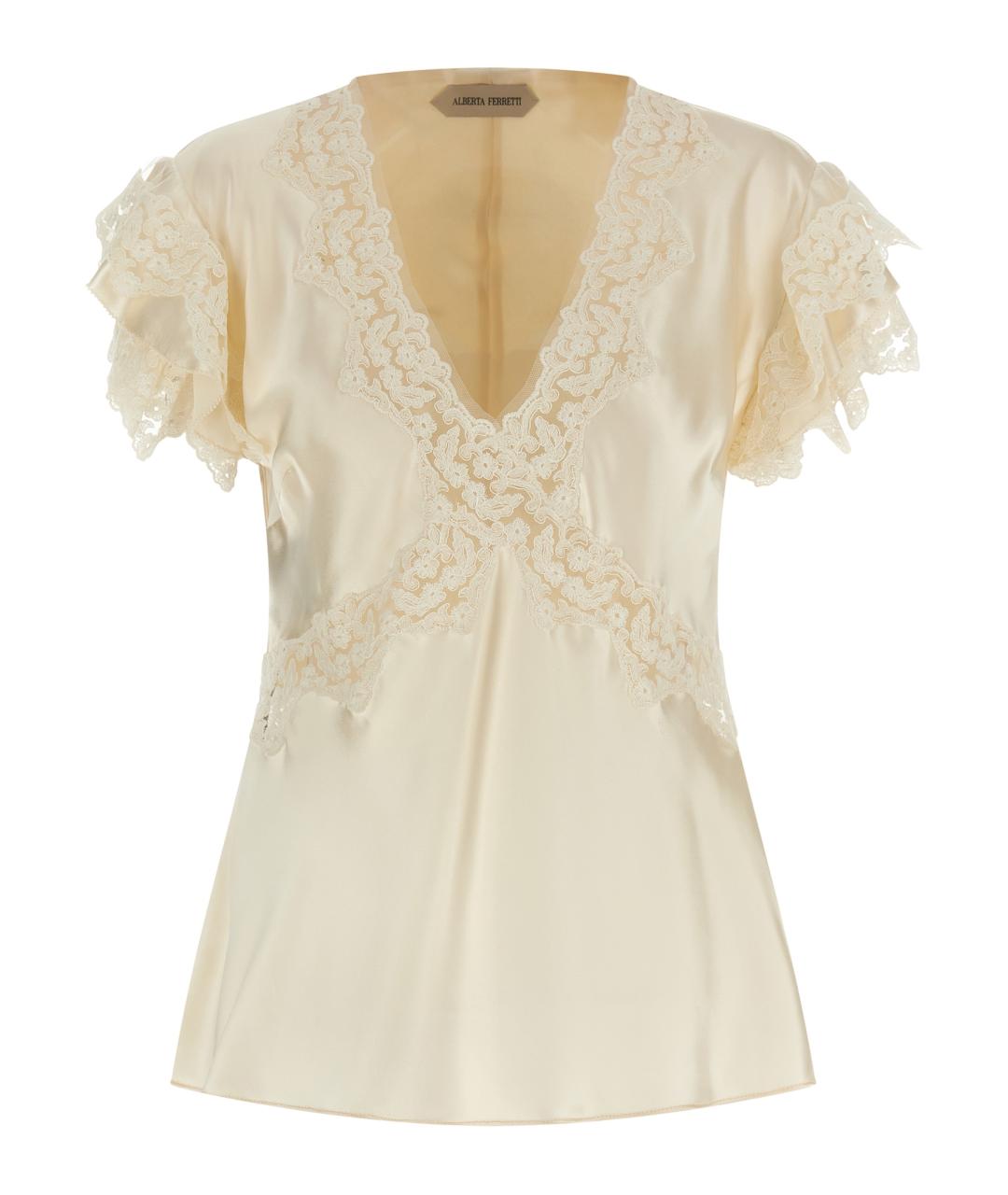 ALBERTA FERRETTI Бежевая вискозная блузы, фото 1
