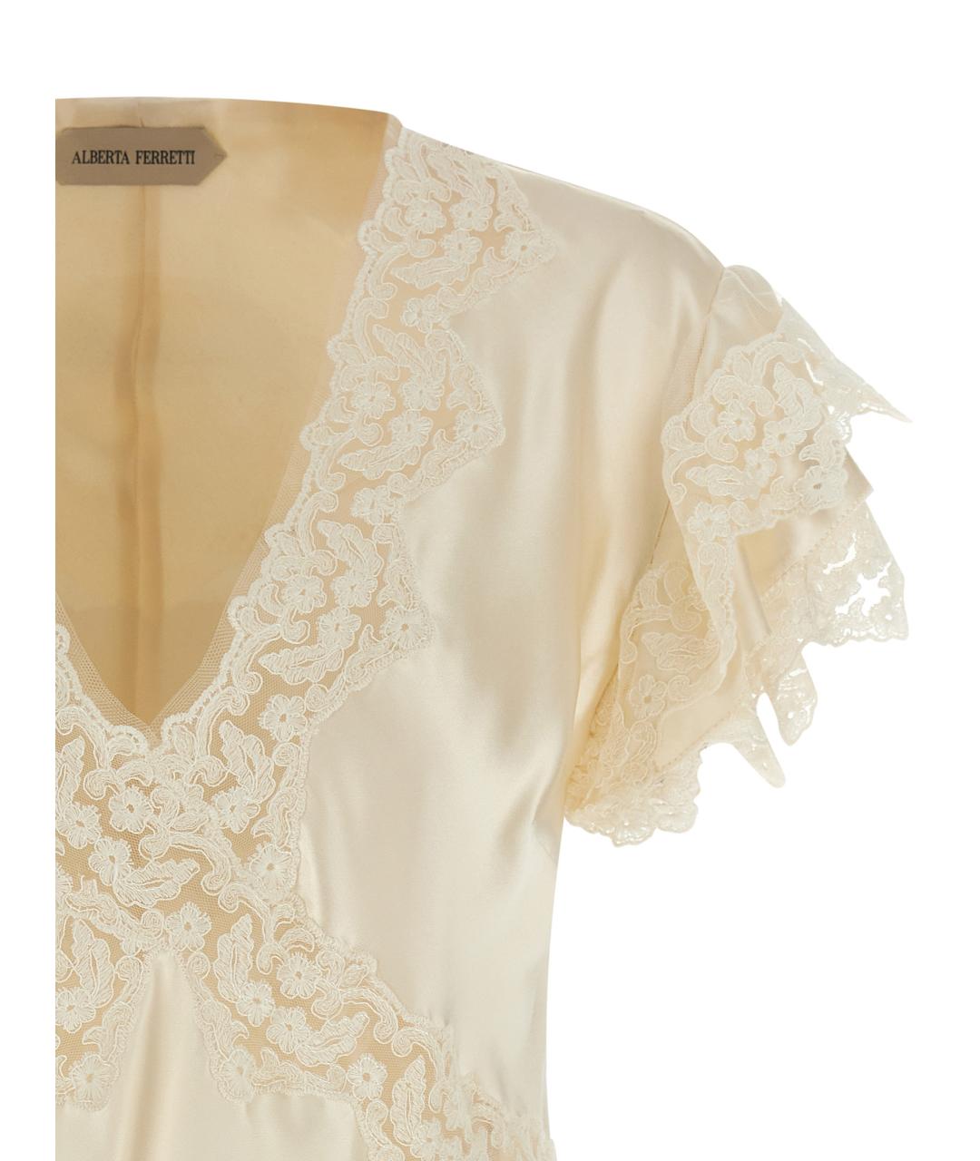 ALBERTA FERRETTI Бежевая вискозная блузы, фото 3