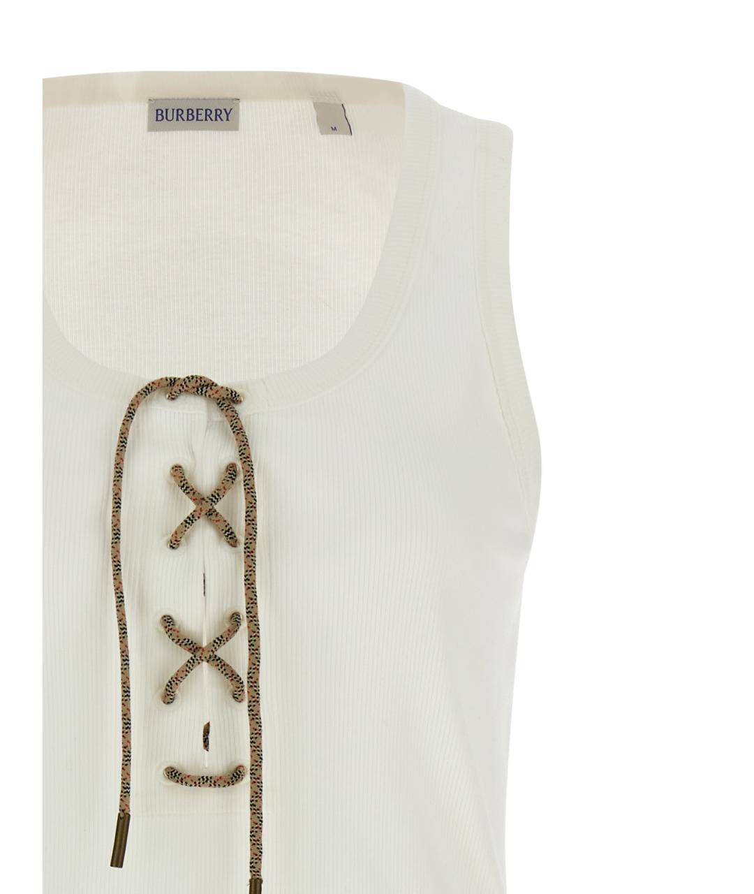 BURBERRY Белая хлопковая майка, фото 3