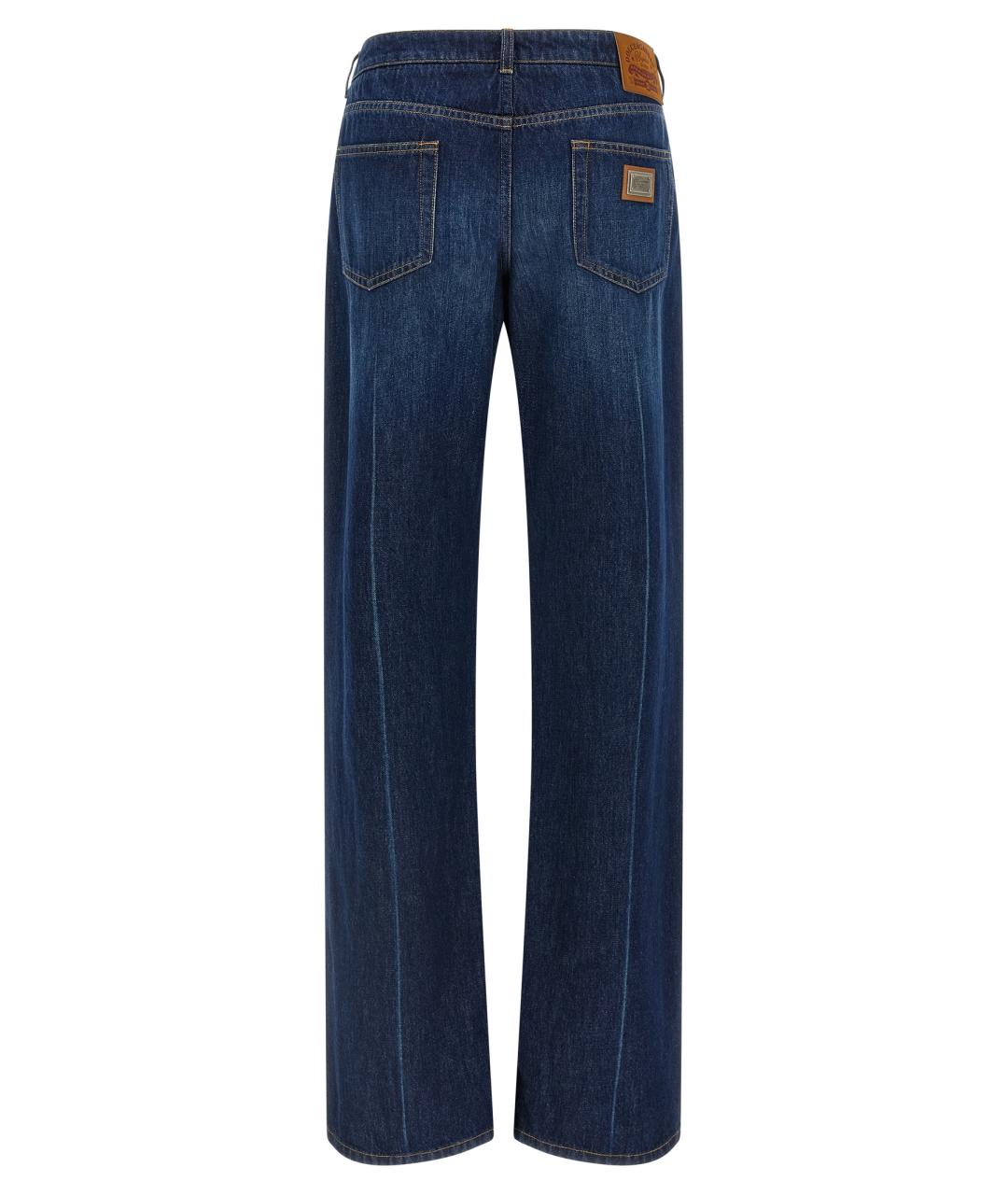 DOLCE&GABBANA Синие хлопковые прямые джинсы, фото 2