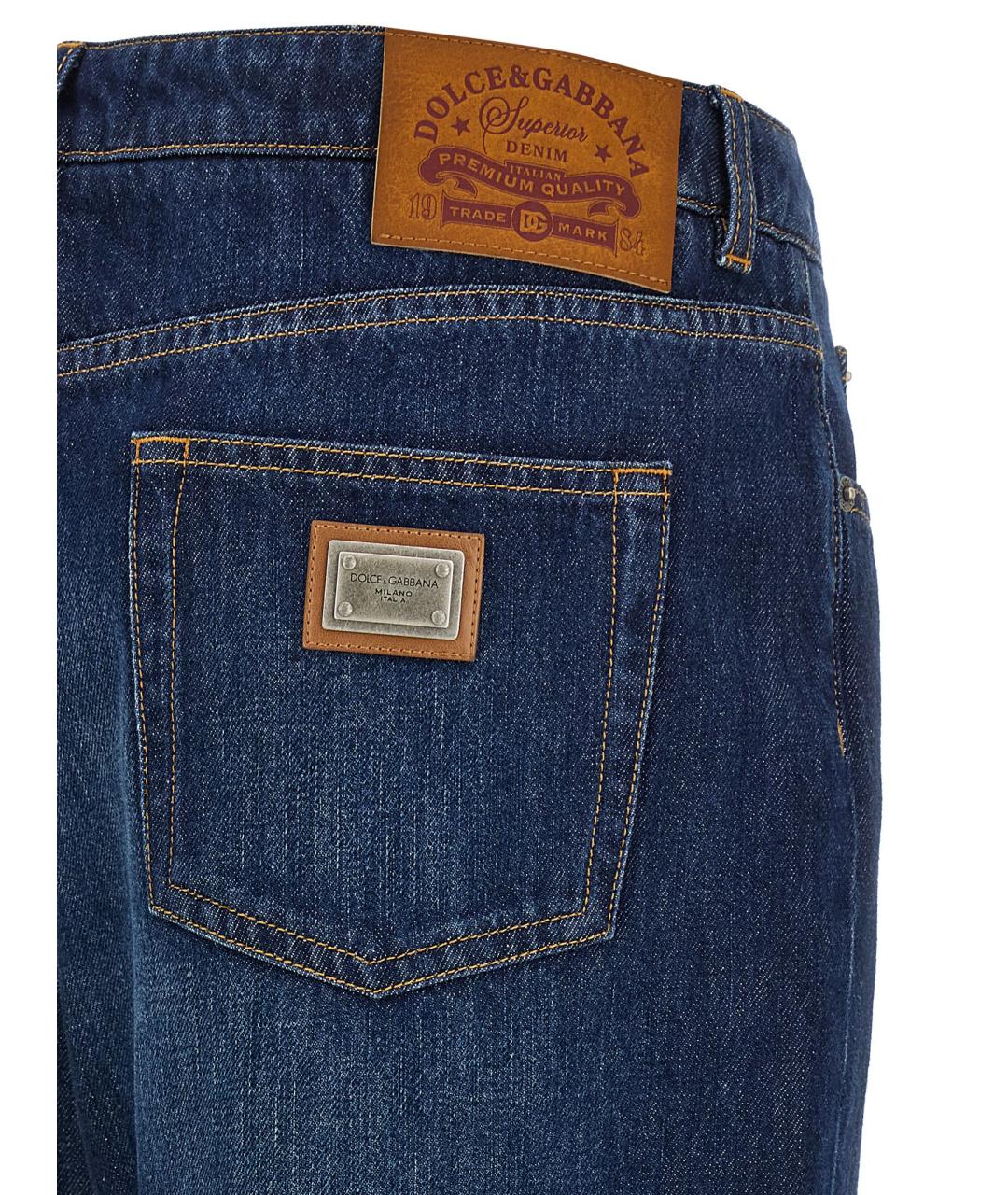 DOLCE&GABBANA Синие хлопковые прямые джинсы, фото 4