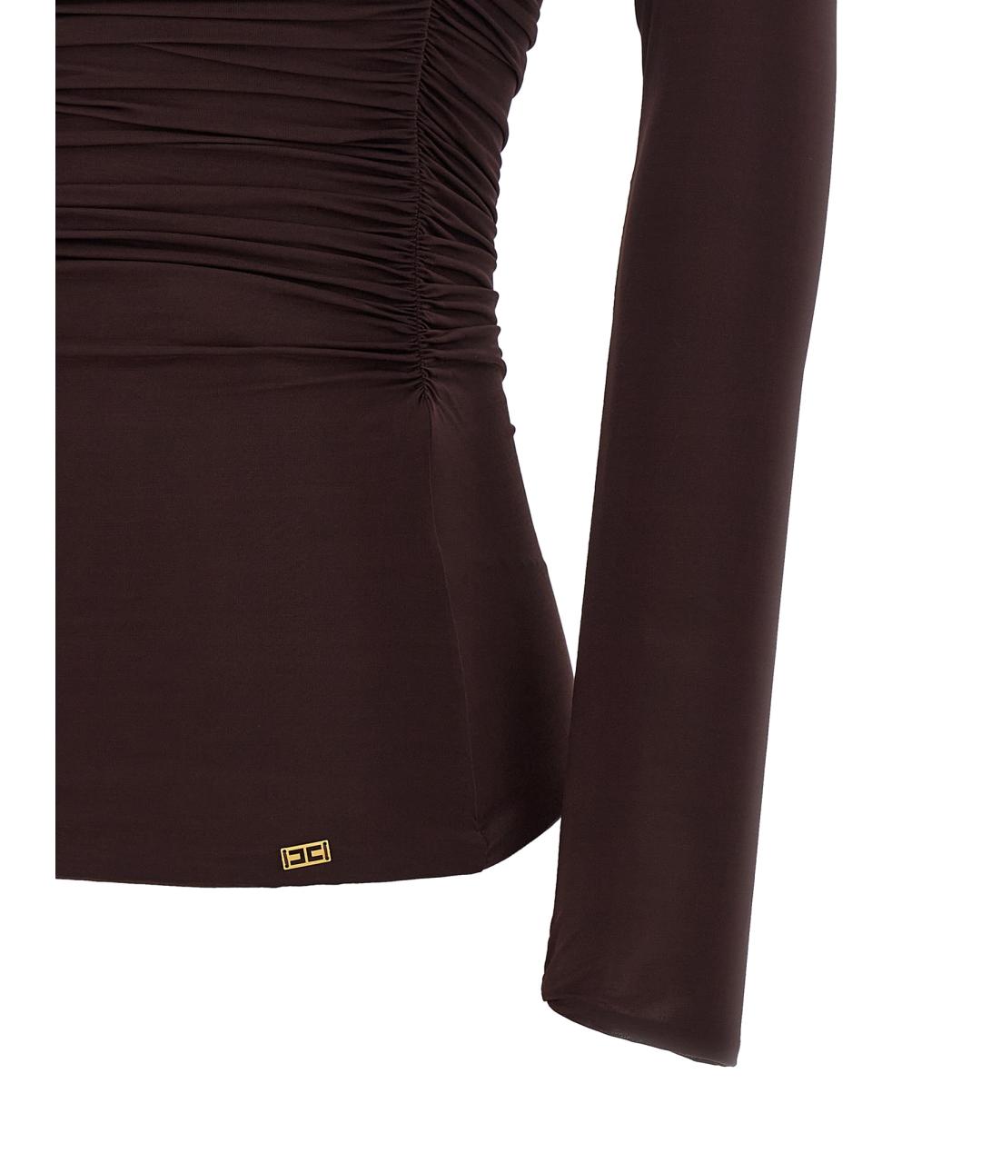 ELISABETTA FRANCHI Коричневая вискозная блузы, фото 4