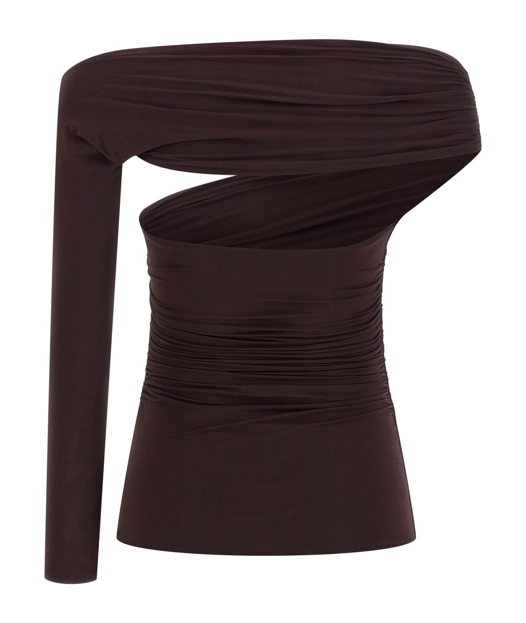 ELISABETTA FRANCHI Коричневая вискозная блузы, фото 2