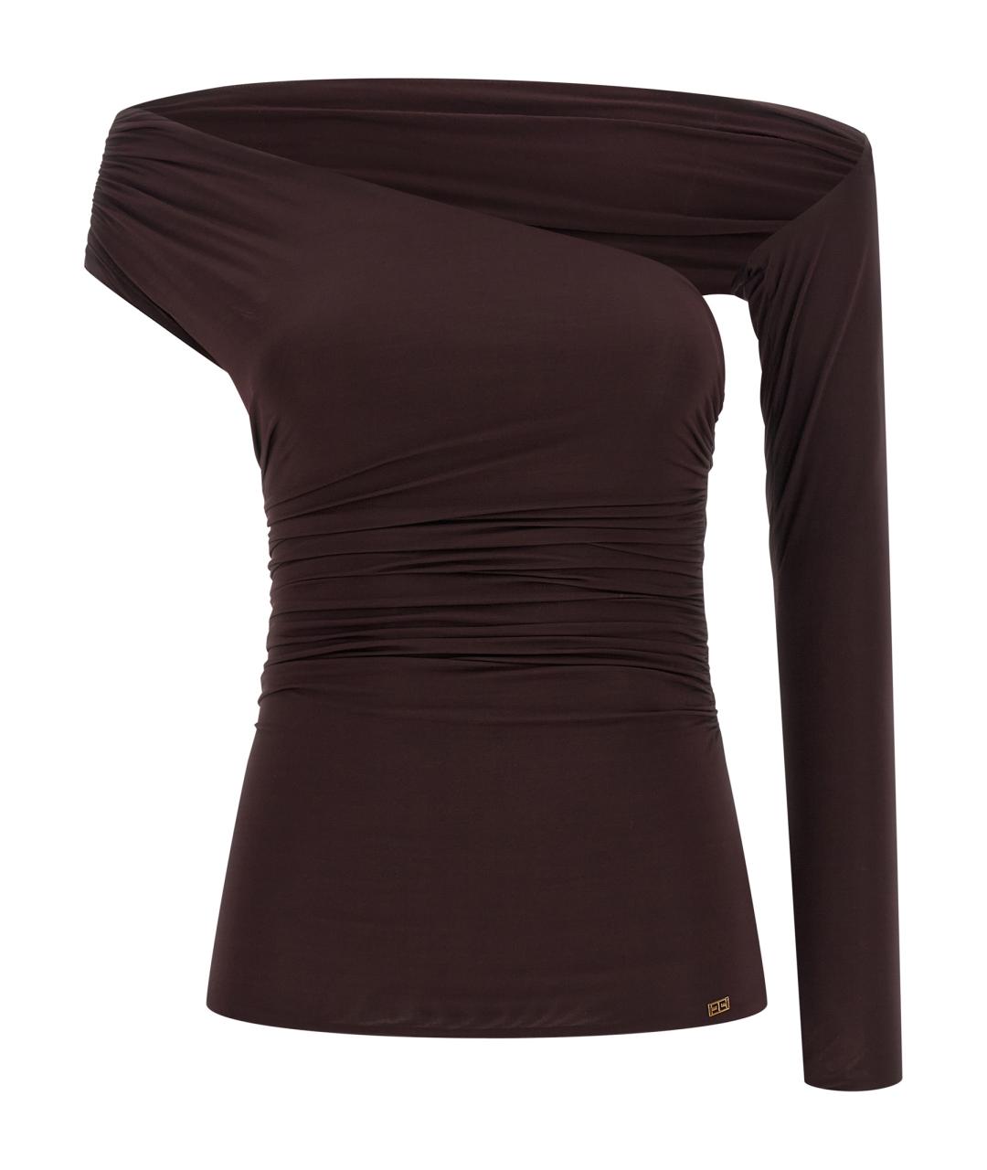 ELISABETTA FRANCHI Коричневая вискозная блузы, фото 1