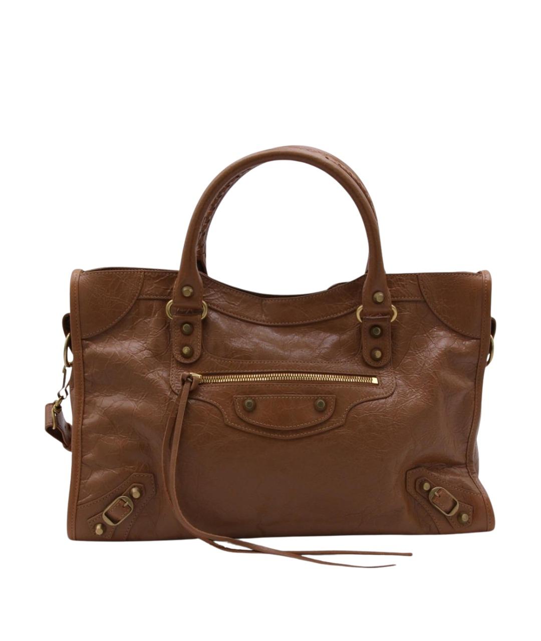 BALENCIAGA Коричневая кожаная сумка тоут, фото 1