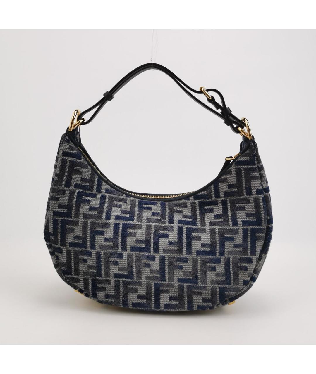 FENDI Темно-синяя жаккардовая сумка через плечо, фото 3