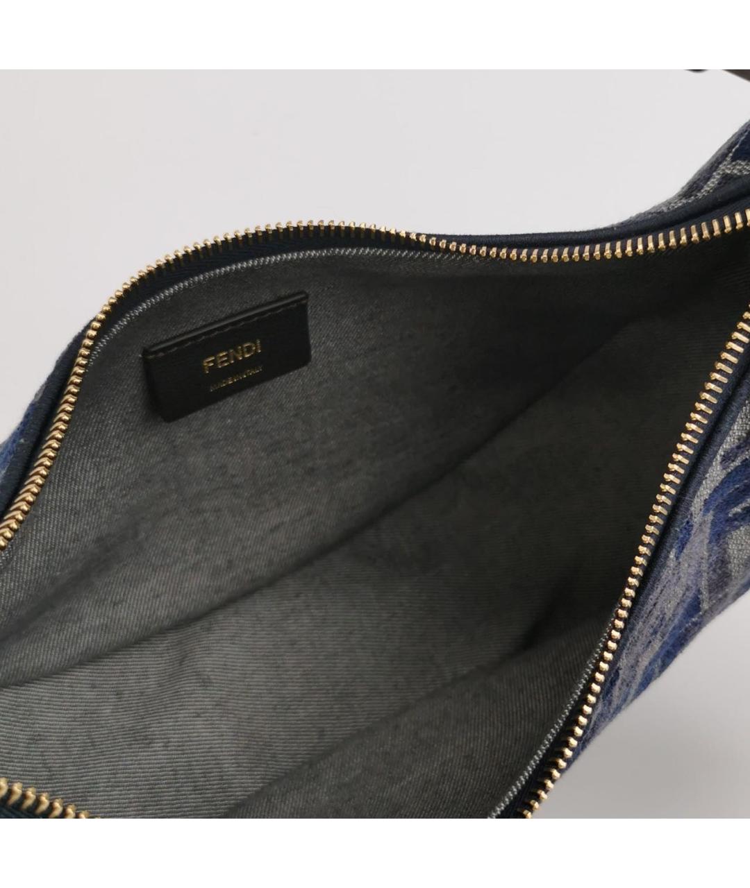 FENDI Темно-синяя жаккардовая сумка через плечо, фото 5