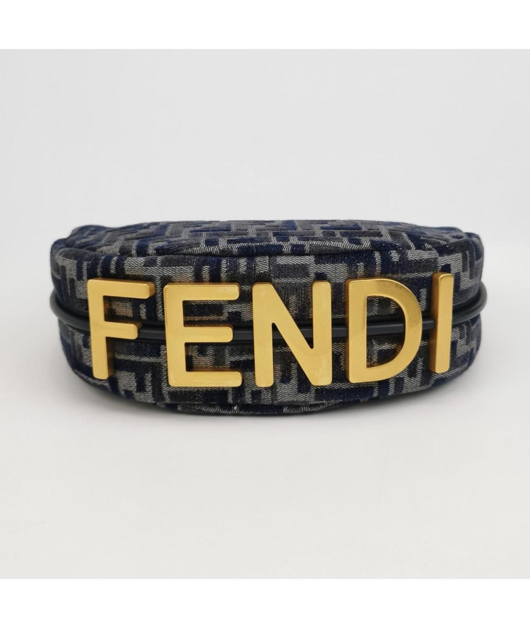 FENDI Темно-синяя жаккардовая сумка через плечо, фото 4