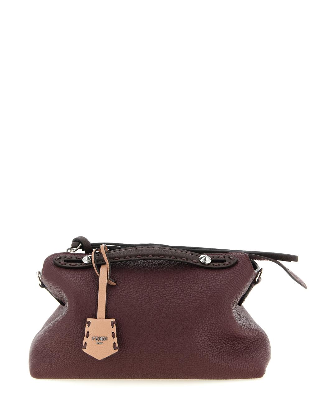 FENDI Бордовая кожаная сумка тоут, фото 1