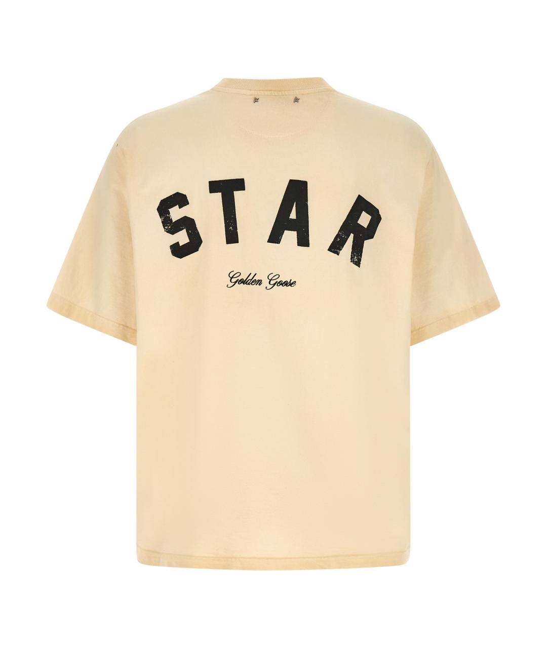 GOLDEN GOOSE DELUXE BRAND Бежевая хлопковая футболка, фото 2