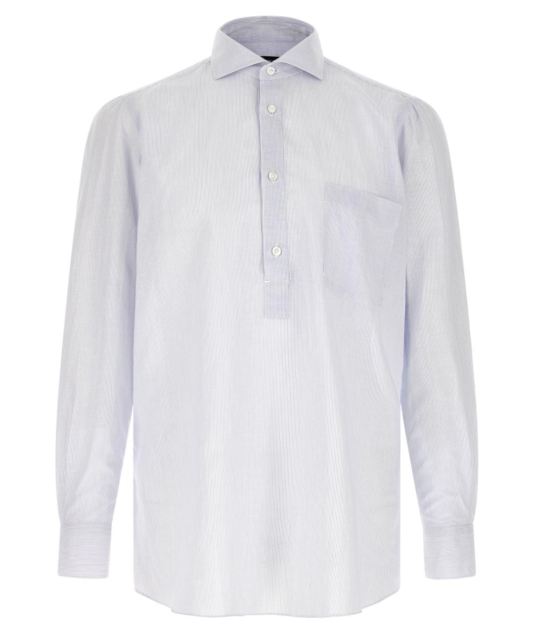 FINAMORE Голубая хлопковая кэжуал рубашка, фото 1