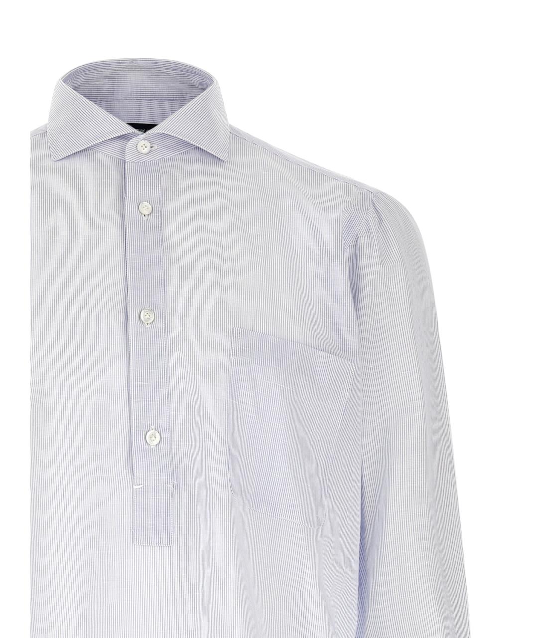 FINAMORE Голубая хлопковая кэжуал рубашка, фото 3