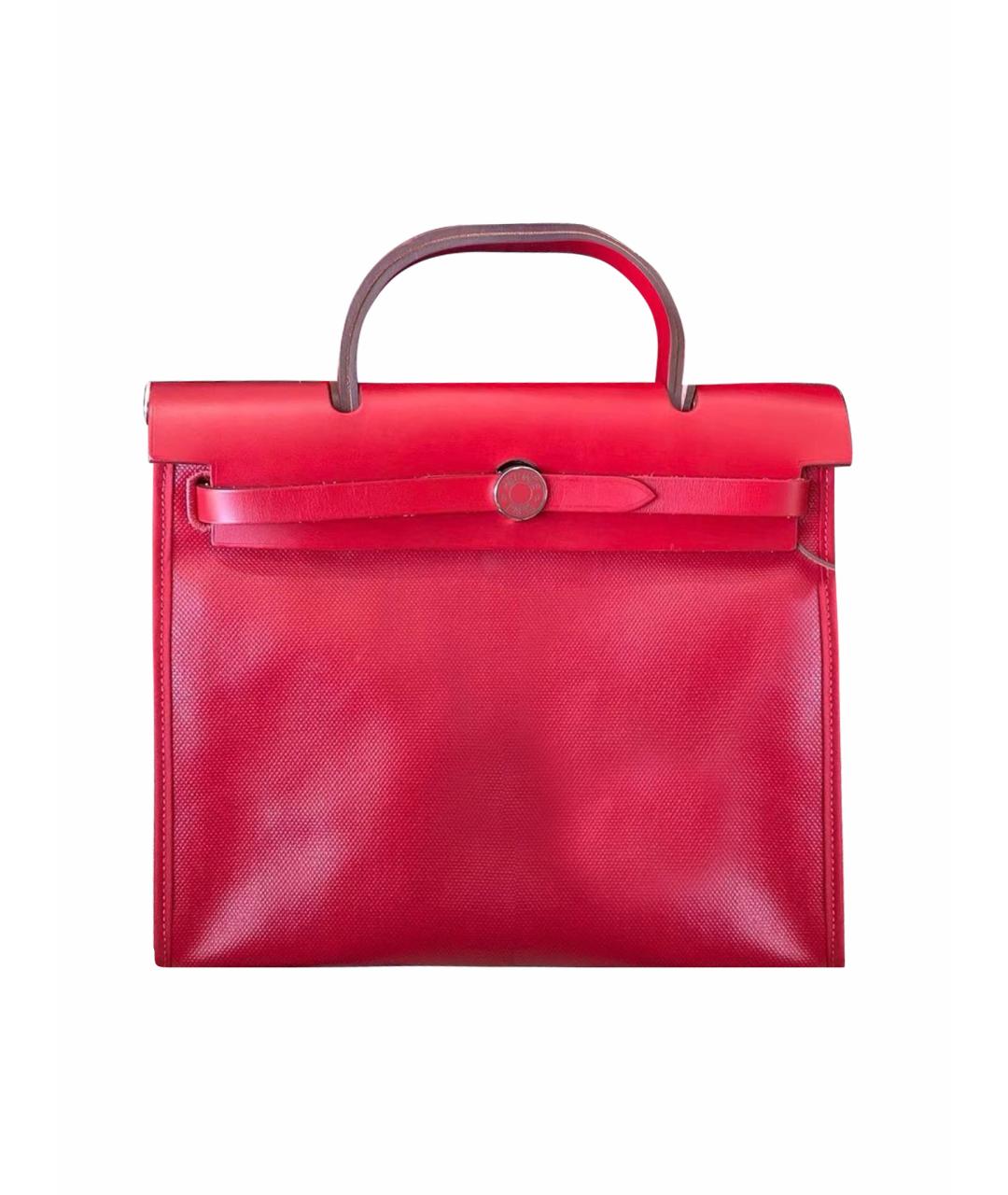 HERMES Красная тканевая сумка тоут, фото 1