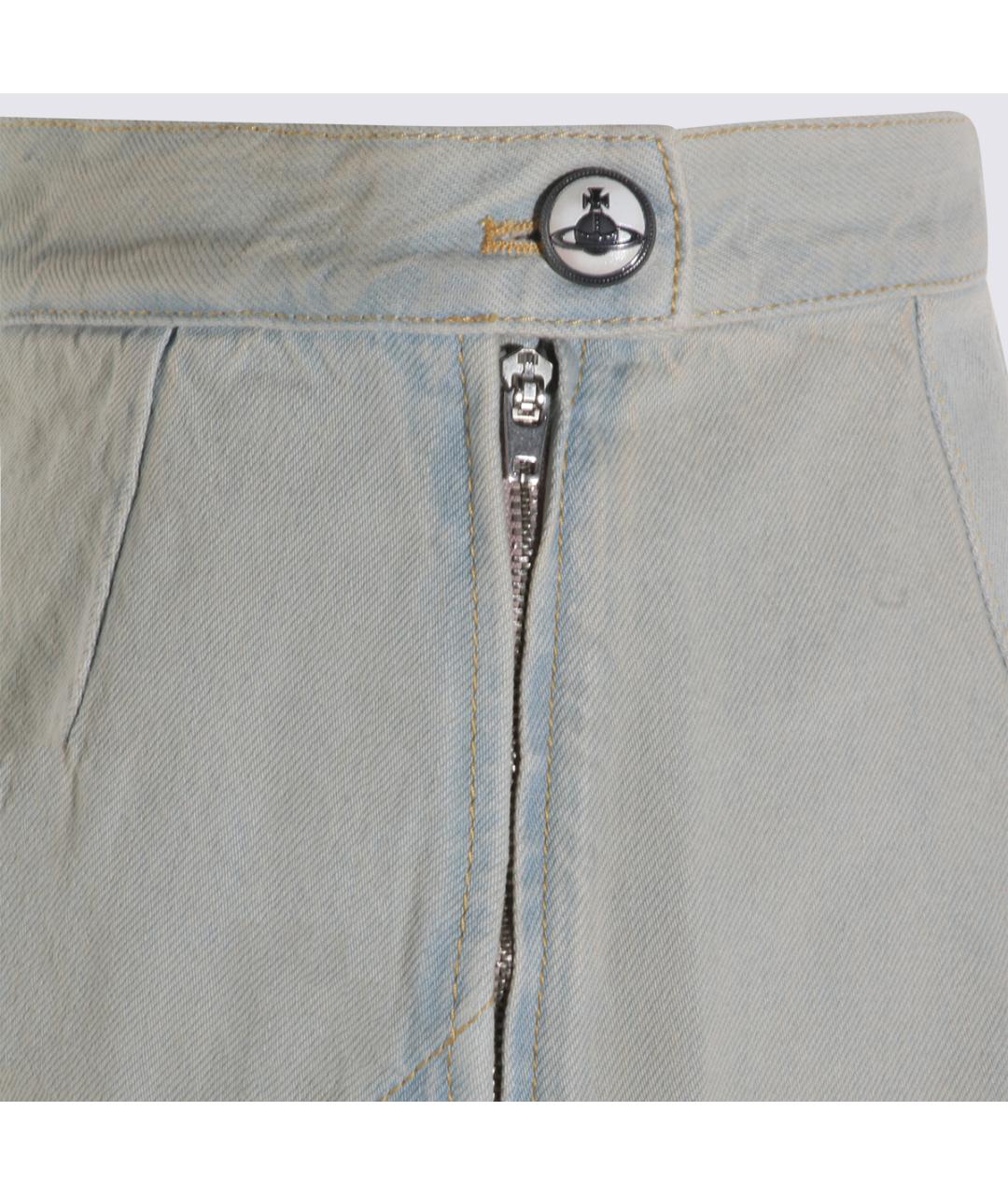 VIVIENNE WESTWOOD Голубая хлопковая юбка мини, фото 3