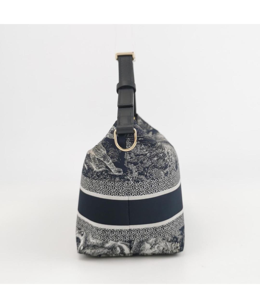 CHRISTIAN DIOR Темно-синяя тканевая сумка с короткими ручками, фото 3