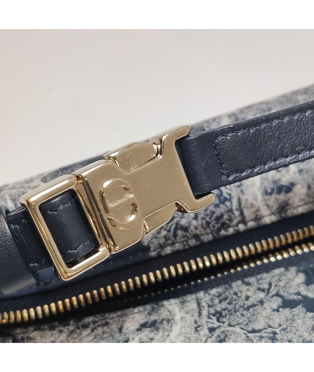 CHRISTIAN DIOR Темно-синяя тканевая сумка с короткими ручками, фото 6