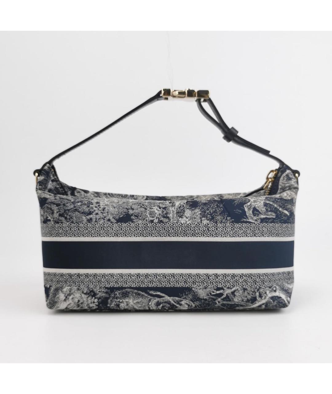 CHRISTIAN DIOR Темно-синяя тканевая сумка с короткими ручками, фото 4