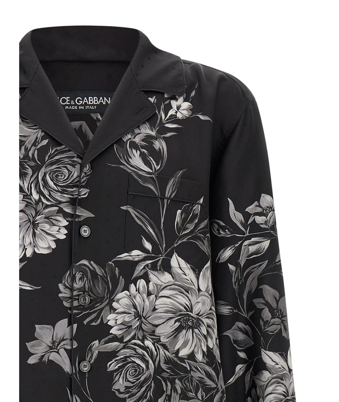 DOLCE&GABBANA Черная шелковая кэжуал рубашка, фото 3