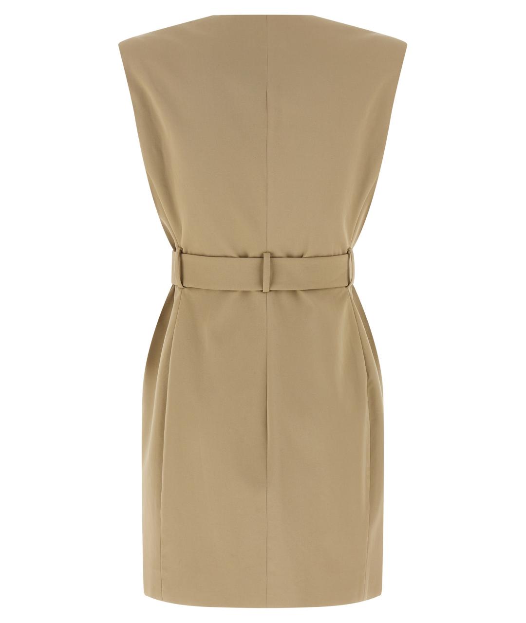 BALMAIN Бежевое хлопковое коктейльное платье, фото 2