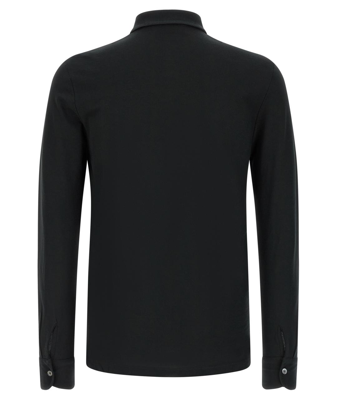 ZANONE Черное хлопковое поло с длинным рукавом, фото 2