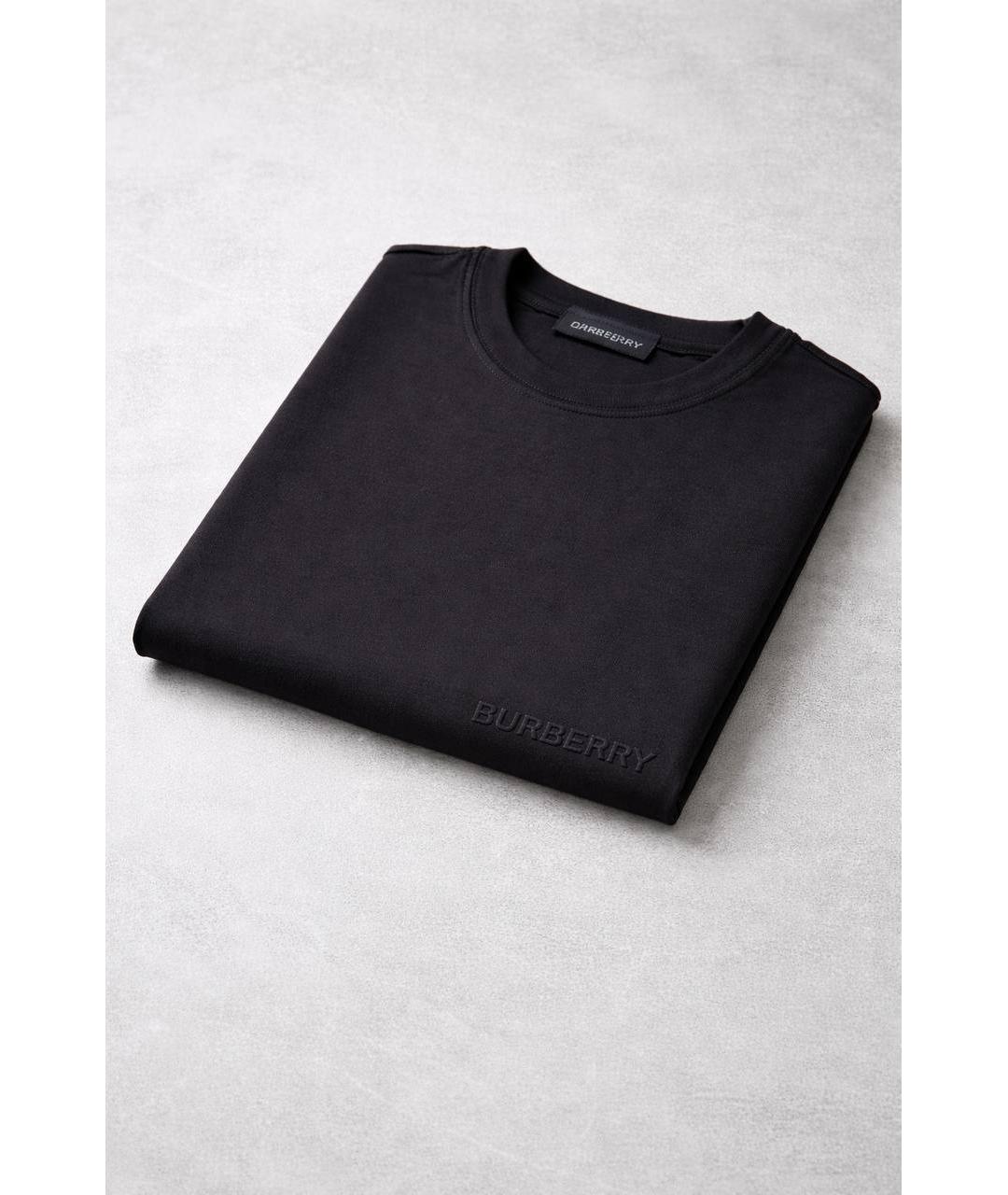 BURBERRY Черная хлопковая футболка, фото 5