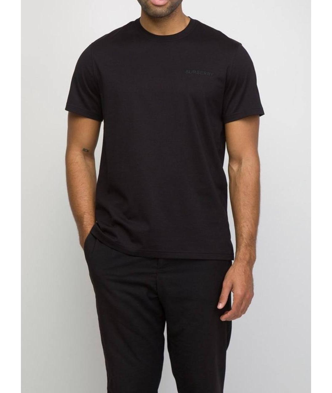 BURBERRY Черная хлопковая футболка, фото 2