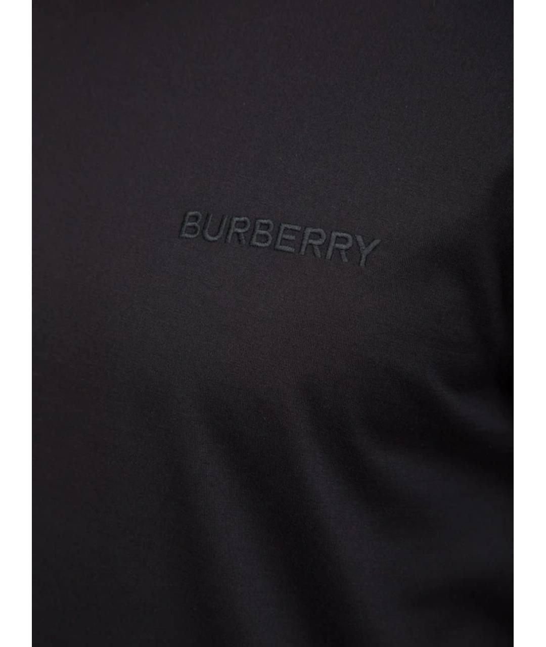 BURBERRY Черная хлопковая футболка, фото 4