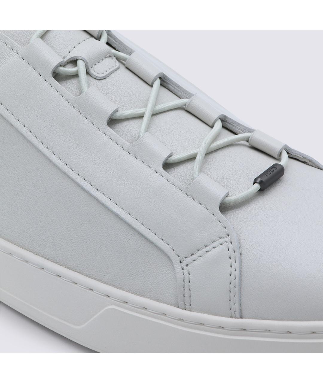 TOD'S Белые кожаные низкие кроссовки / кеды, фото 4